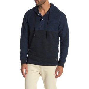 Union Denim Blue Baja Henley Hoodie Pullover Knit Sweatshirt Men Small New